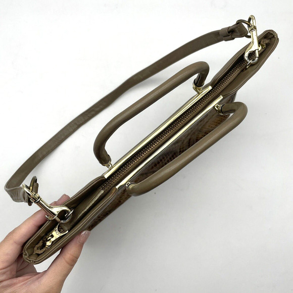 Vintage 70s Bags by Supreme Beige Leather & Python Skin Top Handle Shoulder Bag - Picture 9 of 16